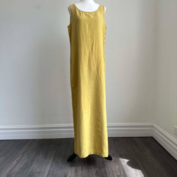 Long yellow silk and linen dress - Picture 15 of 15